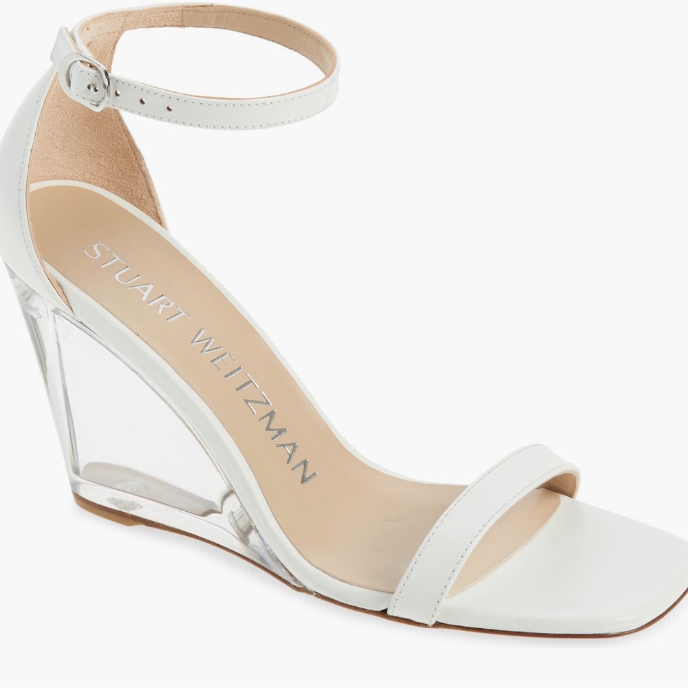 Stuart Weitzman white strappy heels